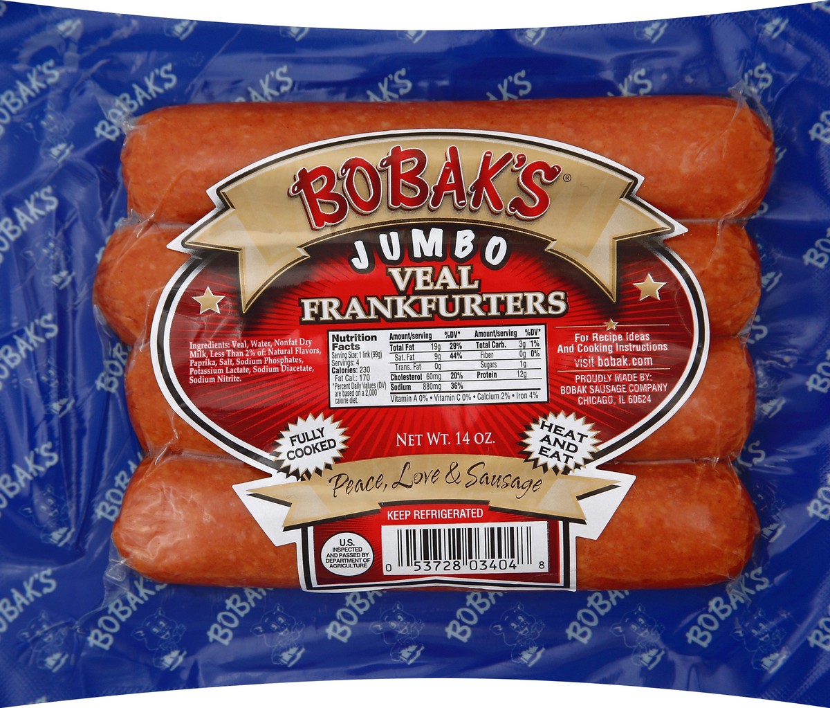 slide 1 of 6, Bobaks Frankfurters 14 oz, 14 oz