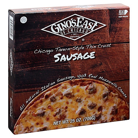 slide 1 of 1, Ginos East Pizza Ts Sausage 12 Inch Frozen, 25 oz