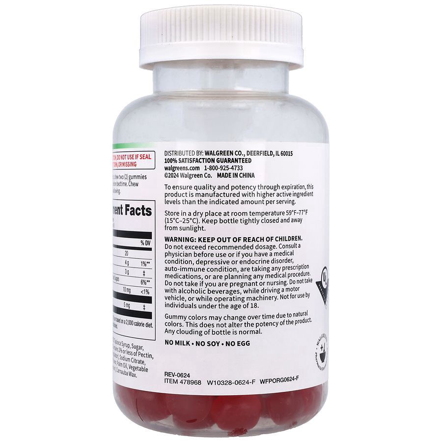 slide 4 of 5, Walgreens Free & Pure Melatonin Gummies, 5mg Natural Strawberry Flavor, 120 ct