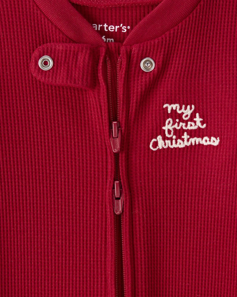 slide 3 of 3, Carter's Baby My First Christmas Holiday Red Cotton Sleep & Play Pajamas - Red Red NB, 1 ct