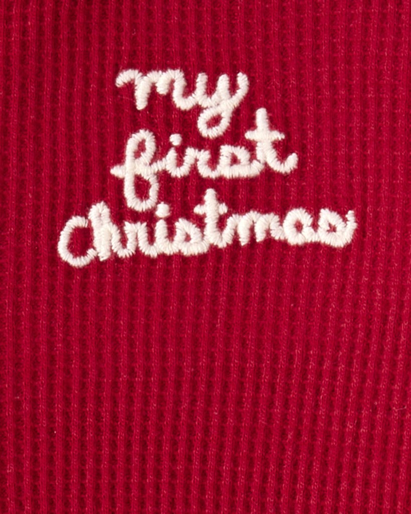 slide 2 of 3, Carter's Baby My First Christmas Holiday Red Cotton Sleep & Play Pajamas - Red Red NB, 1 ct