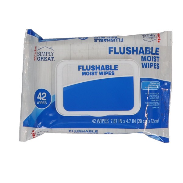 slide 1 of 1, Weis Quality Refill Moist Wipes - Flushable, 42 ct