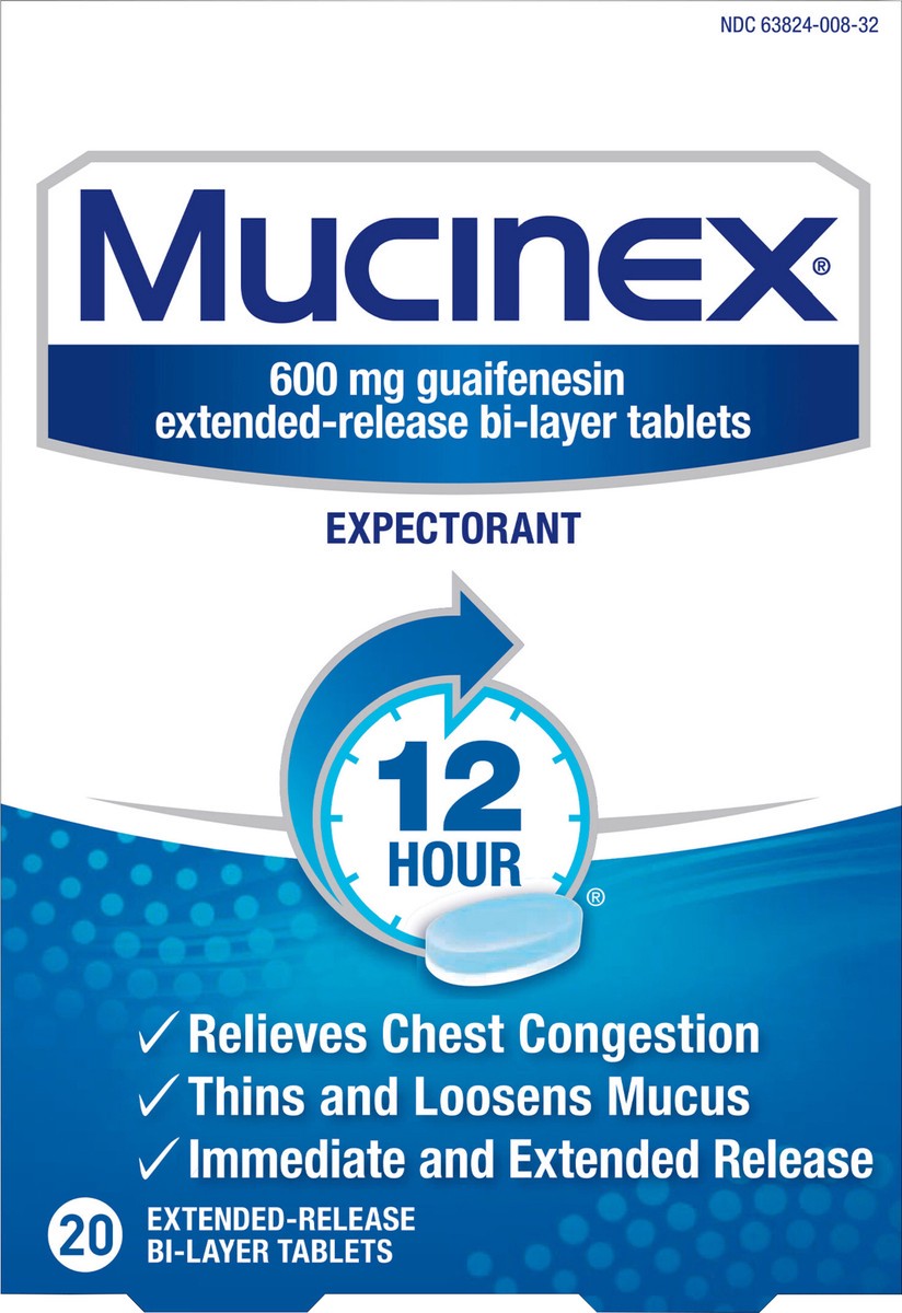 slide 2 of 2, Chest Congestion, Mucinex Expectorant 12 Hour Extended Release Tablets, 20ct, 600 mg Guaifenesin with Extended Relief of Chest Congestion, 20 ct