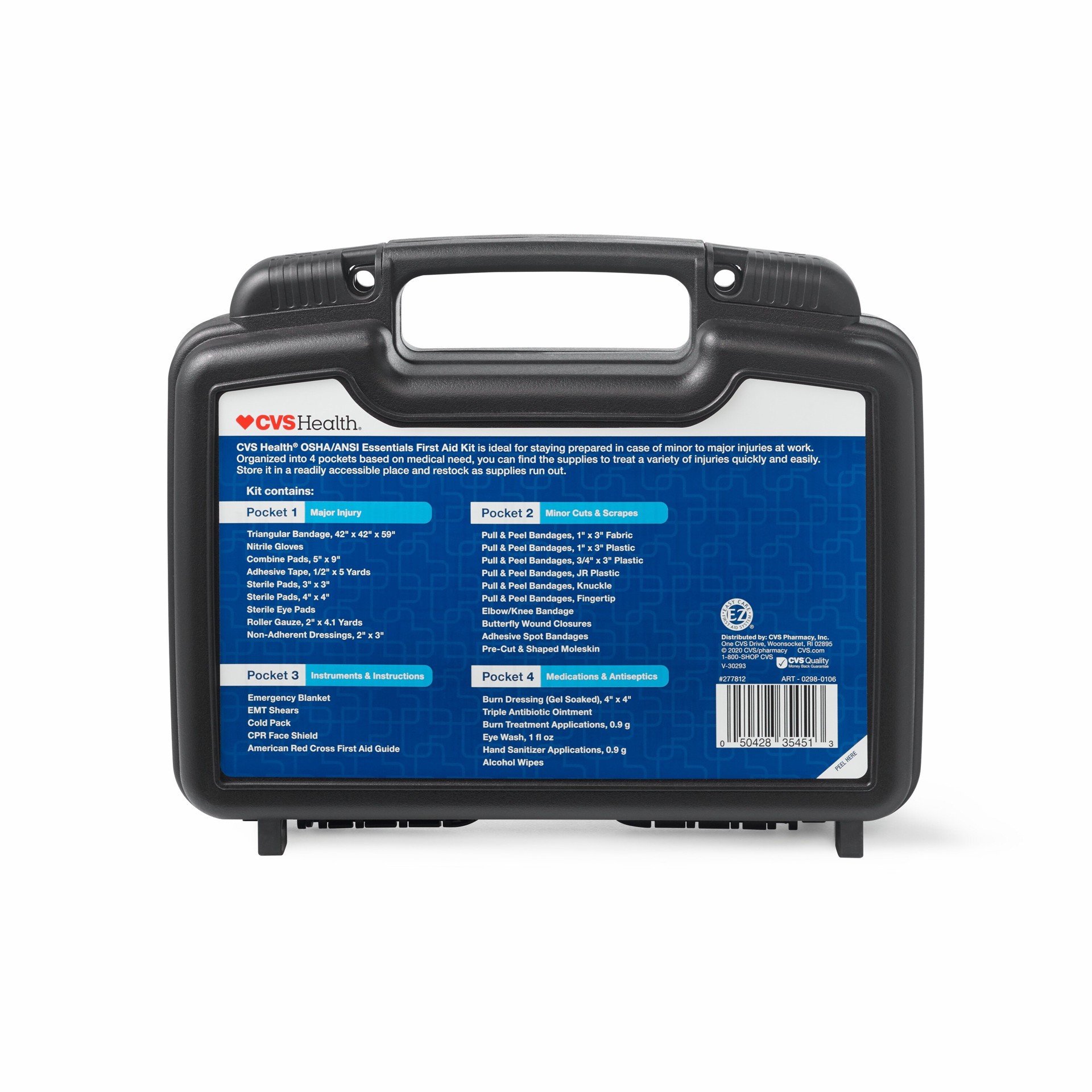 slide 3 of 4, CVS HEALTH Cvs First Aid Kit Osha/Ansi Compliant 4 Pockets+136 Pcs, 1 ct