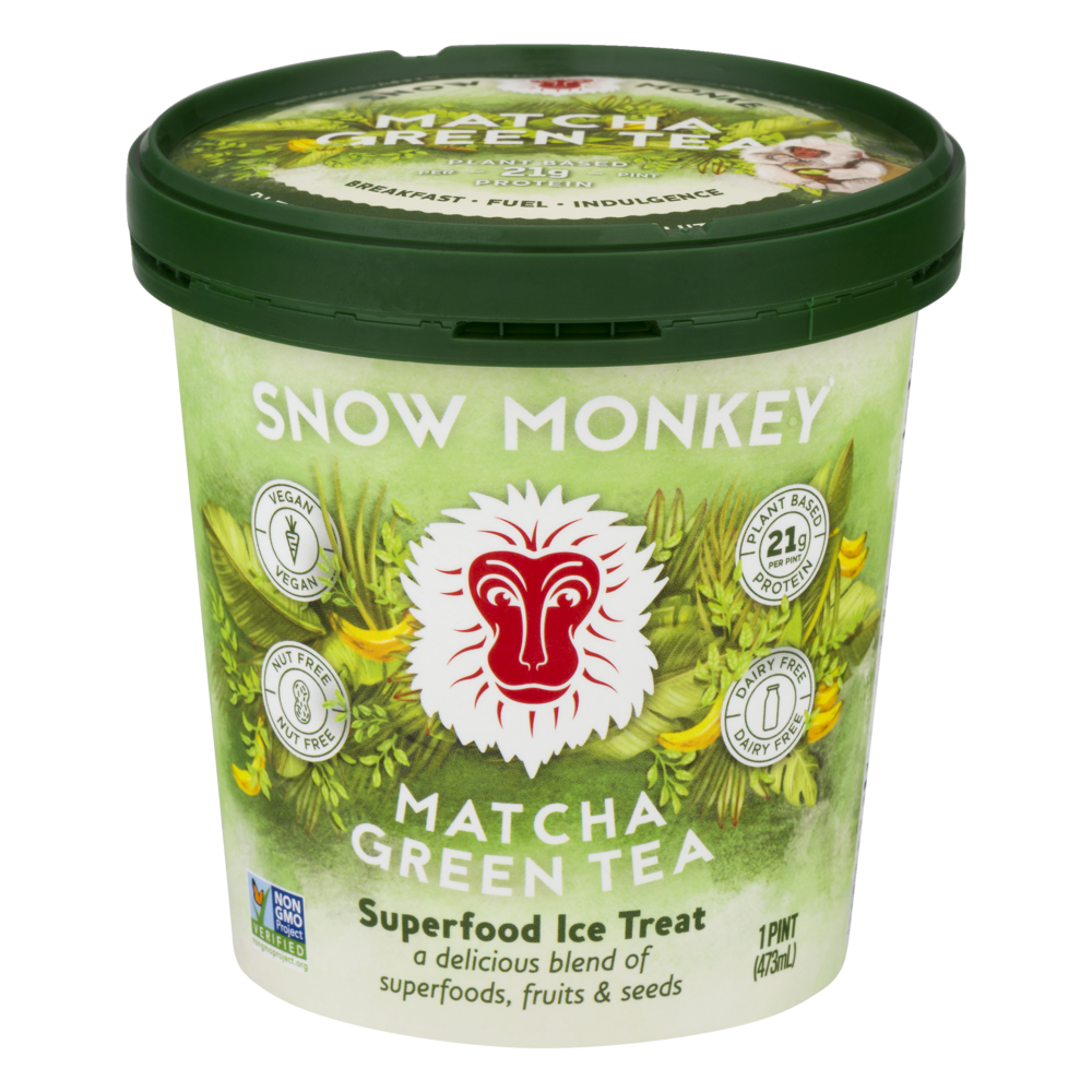 slide 1 of 1, Snow Monkey Superfood Ice Treat - Green Tea, 1 pint