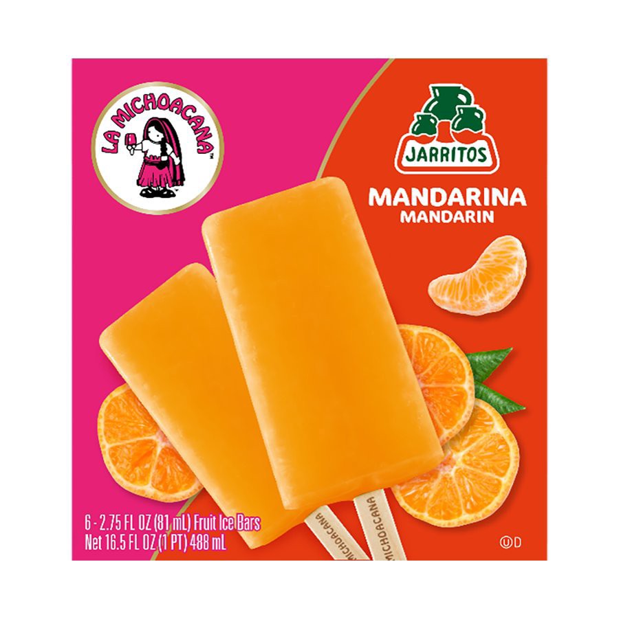 slide 1 of 1, La Michoacana Jarritos Mandarin Fruit Ice Bars, 6 ct