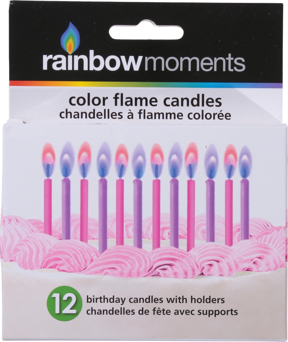 slide 9 of 11, Rainbow Moments Color Flame Birthday Candles with Holders 12 ea, 12 ct