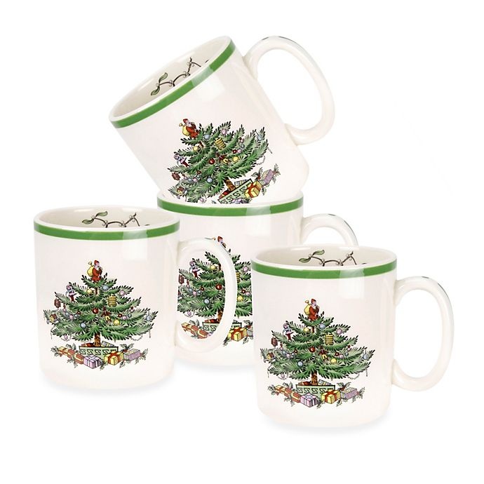 slide 1 of 2, Spode Christmas Tree Mugs, 4 ct