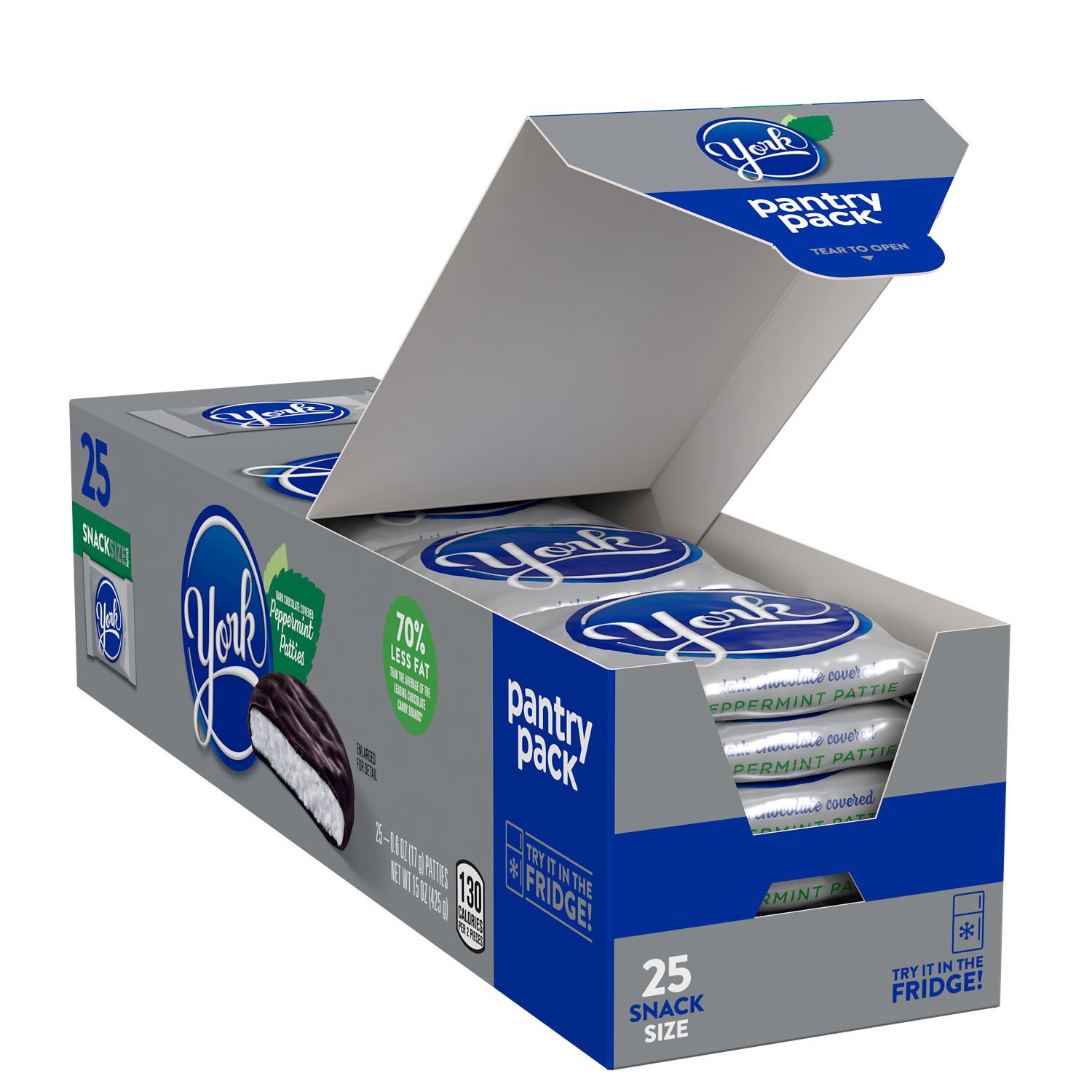 slide 1 of 8, York Dark Chocolate Snack Size Peppermint Patties, Candy Pantry Pack, 15 oz (25 Pieces), 15 oz