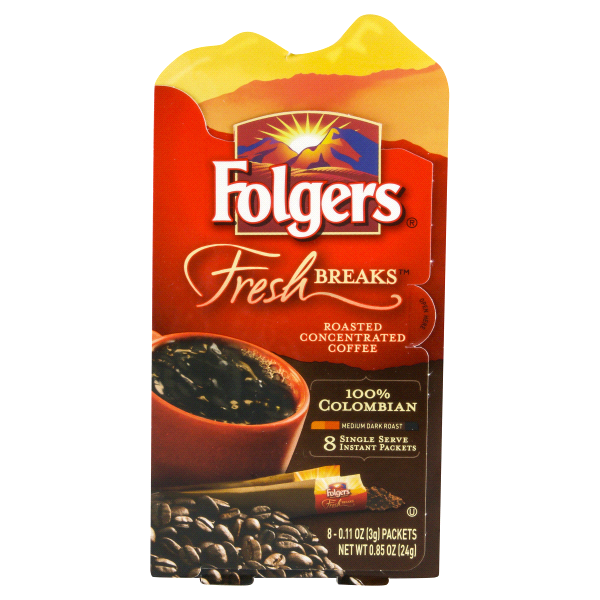 slide 1 of 1, Folgers 100% Colombian Medium Dark Roast Coffee, 8 ct