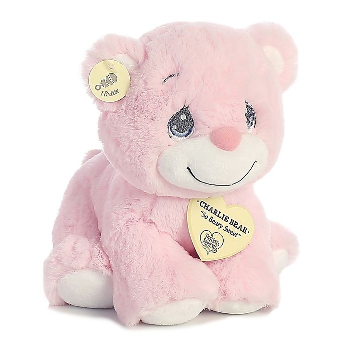 slide 3 of 3, Aurora World Precious Moments Charlie Bear - Pink, 8.5 in