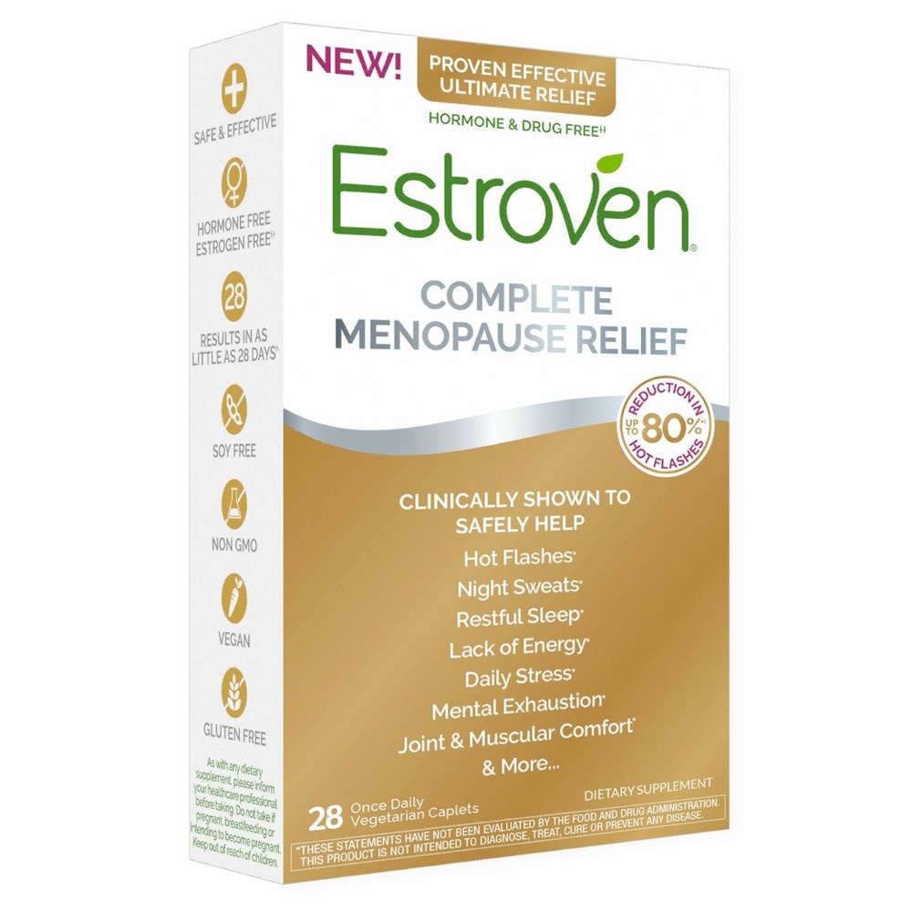 slide 4 of 4, Estroven Complete Menopause Relief Vegetarian Caplets, 28 ct