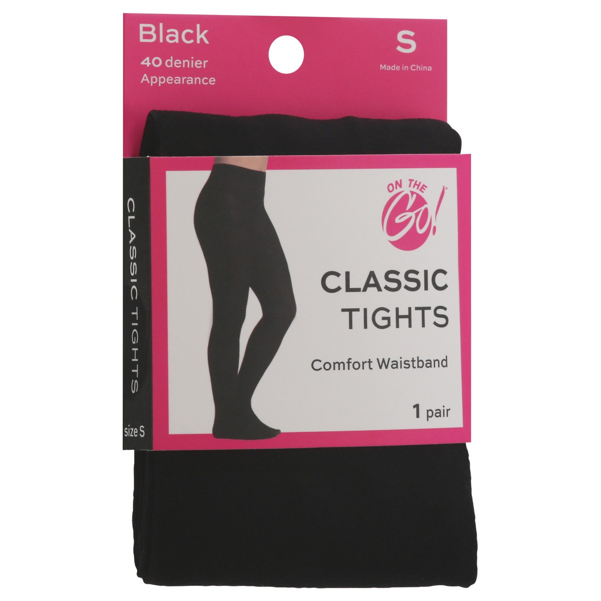 slide 3 of 11, On the Go Black Classic Tights Small 1 ea, 1 ct