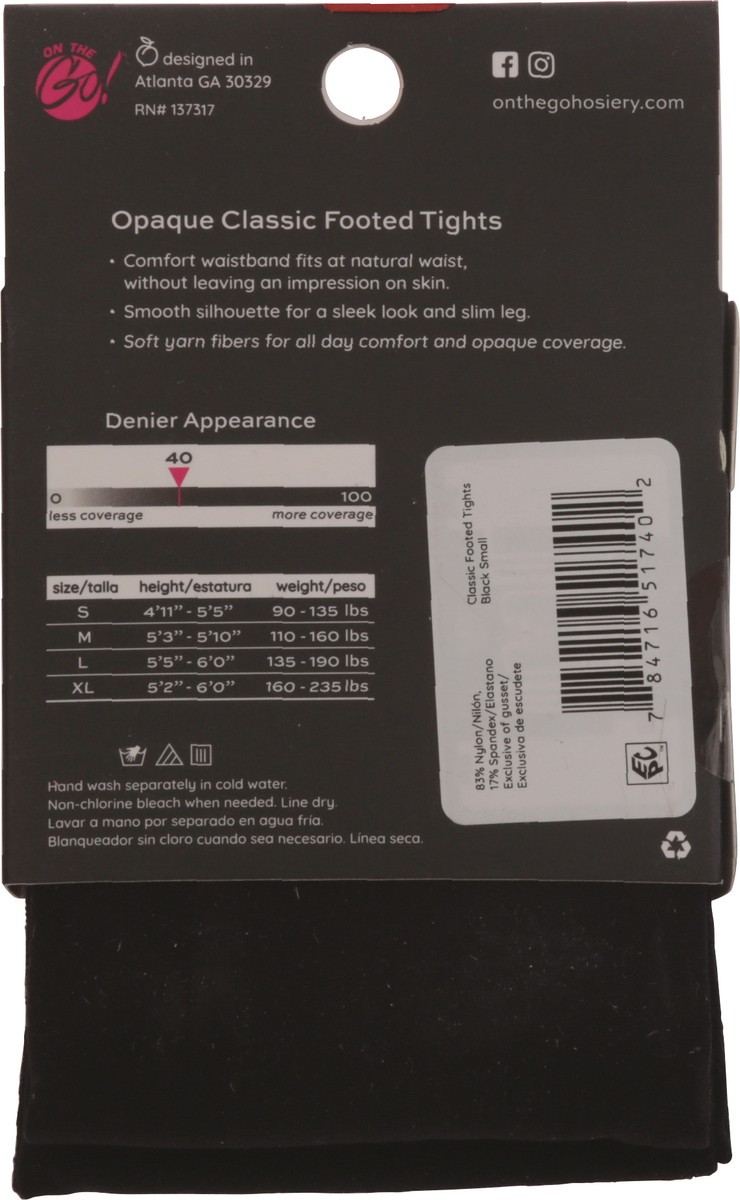 slide 11 of 11, On the Go Black Classic Tights Small 1 ea, 1 ct