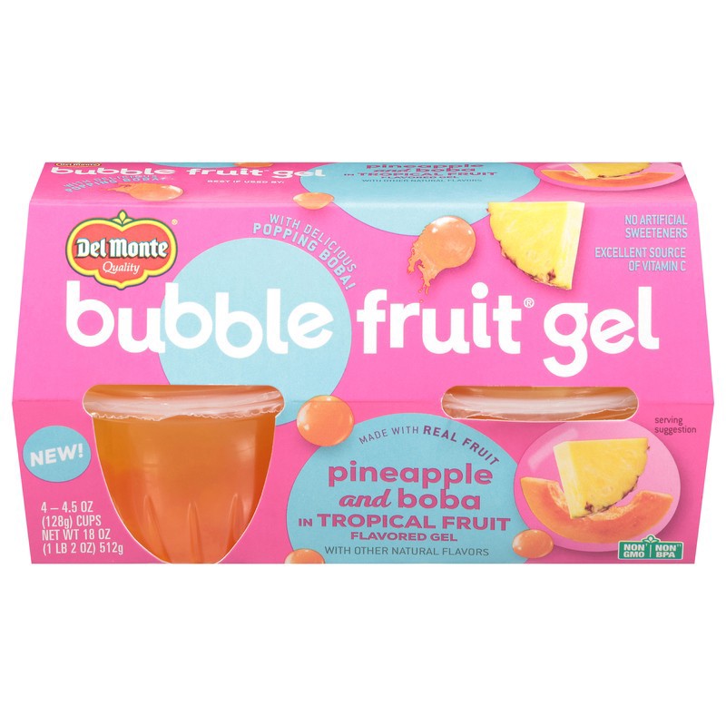 slide 1 of 1, Del Monte Fruit Pineapple And Boba In Tropical Gel 18 Ounces, 18 oz
