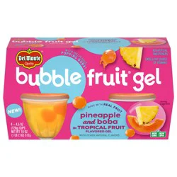 Del Monte Bubble Fruit Pineapple Gel Tropical Fruit Cup Snacks, 4.5 oz. Cups (Pack of 4)