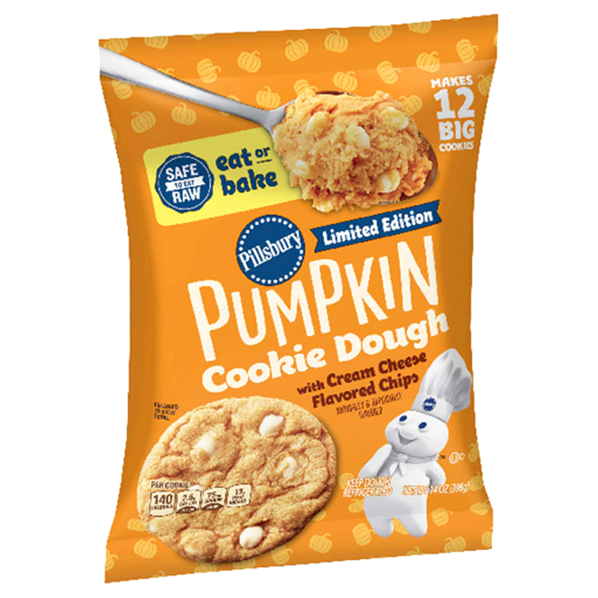 slide 1 of 1, Pillsbury Ready To Bake! Pumpkin Cookies With Cream Cheese Flavored Chips, 14 oz