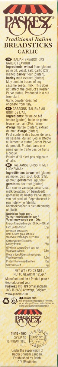 slide 2 of 13, Paskesz Traditional Italian Garlic Breadsticks 4.41 oz, 4.41 oz