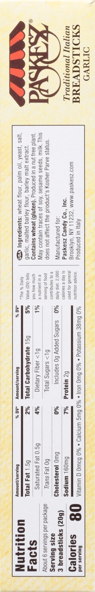 slide 6 of 13, Paskesz Traditional Italian Garlic Breadsticks 4.41 oz, 4.41 oz