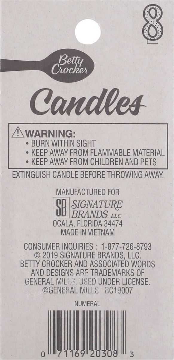 slide 9 of 9, Betty Crocker Candles Birthday Numeral 8 - 1 Count, 1 ct