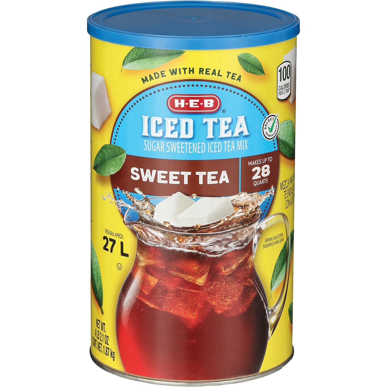 slide 1 of 1, H-E-B Sugar-Sweetened Ice Tea Mix - Sweet Tea, 66.1 oz