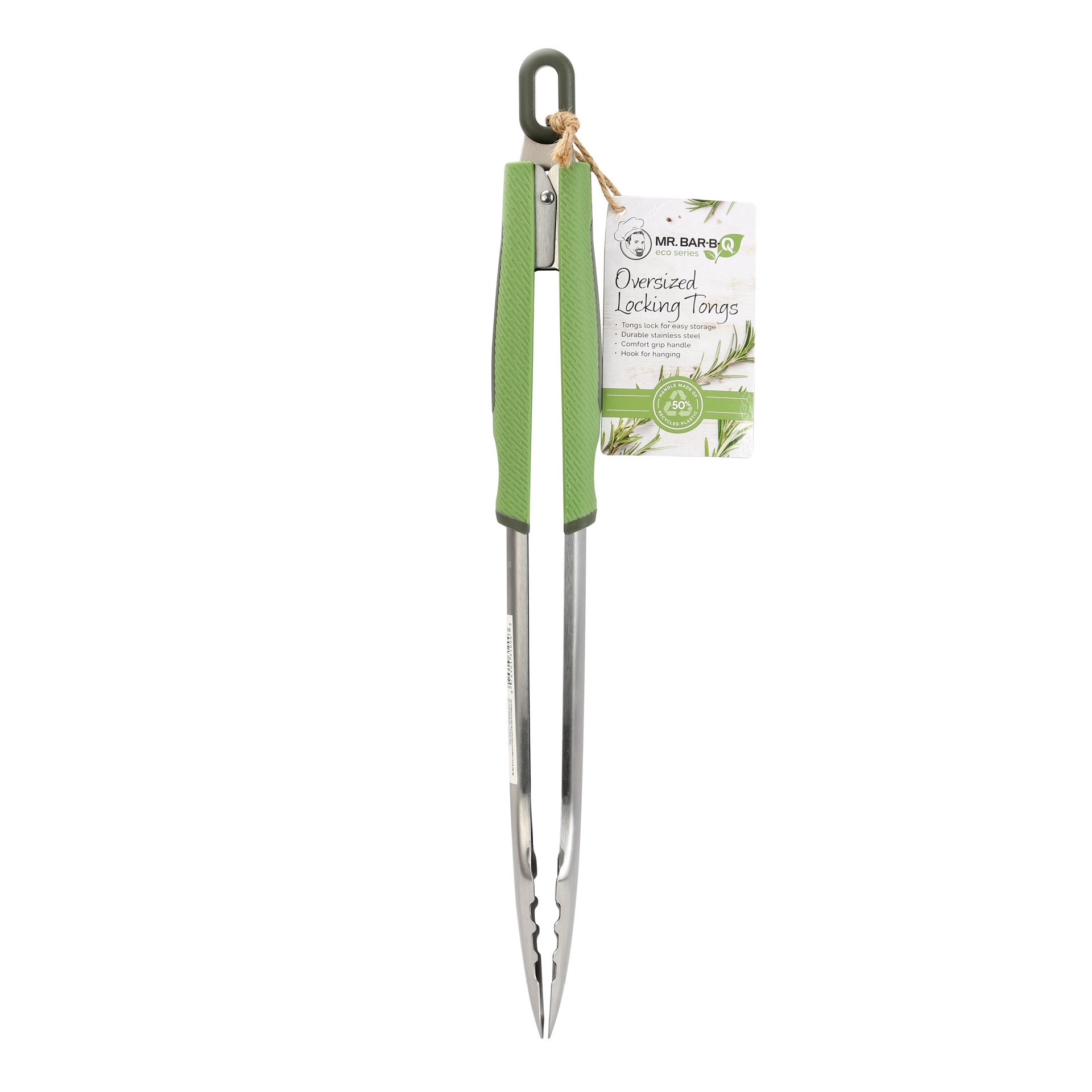 slide 1 of 1, Mr. Bar-B-Q Eco Series Oversized Locking Tongs, 1 ct