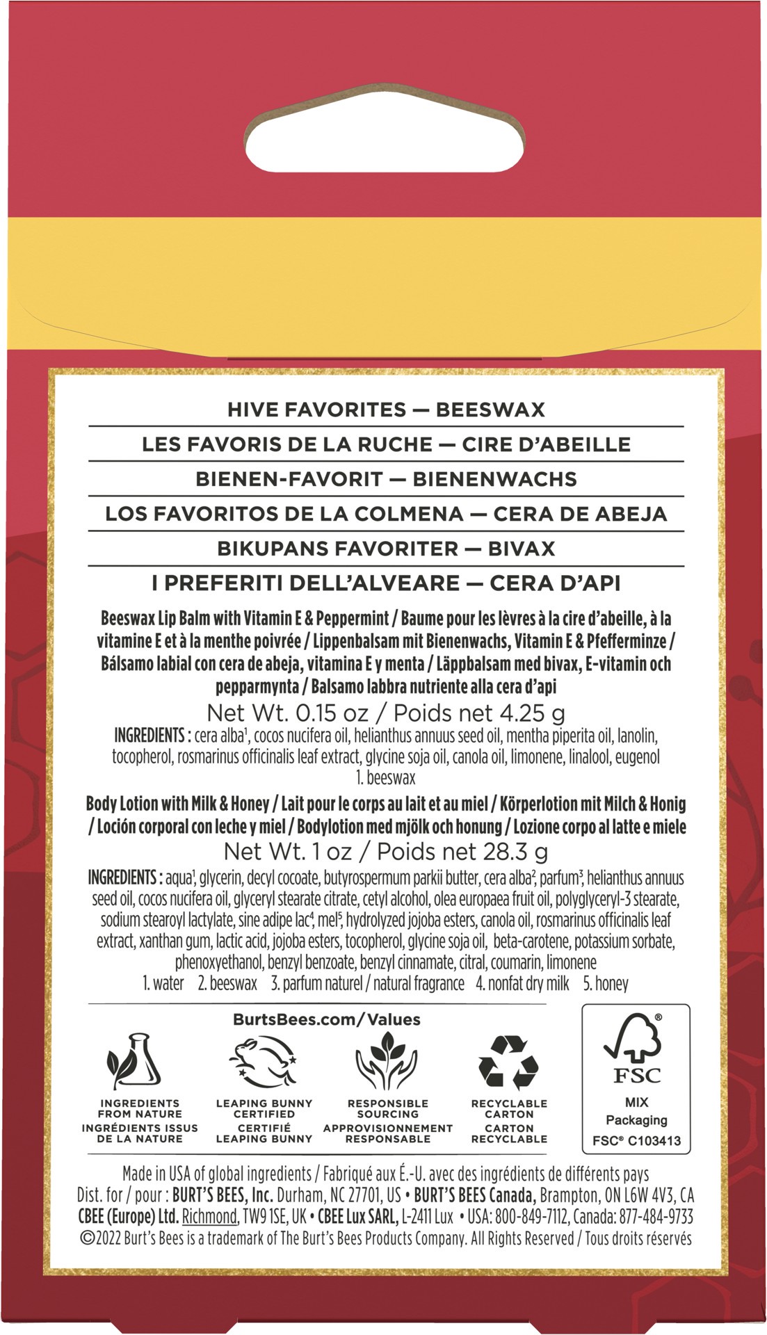 slide 5 of 5, Burt's Bees Hive Favorites Lip Balm and Body Lotion, 2-Pack, 1.15 Oz, 1 ct