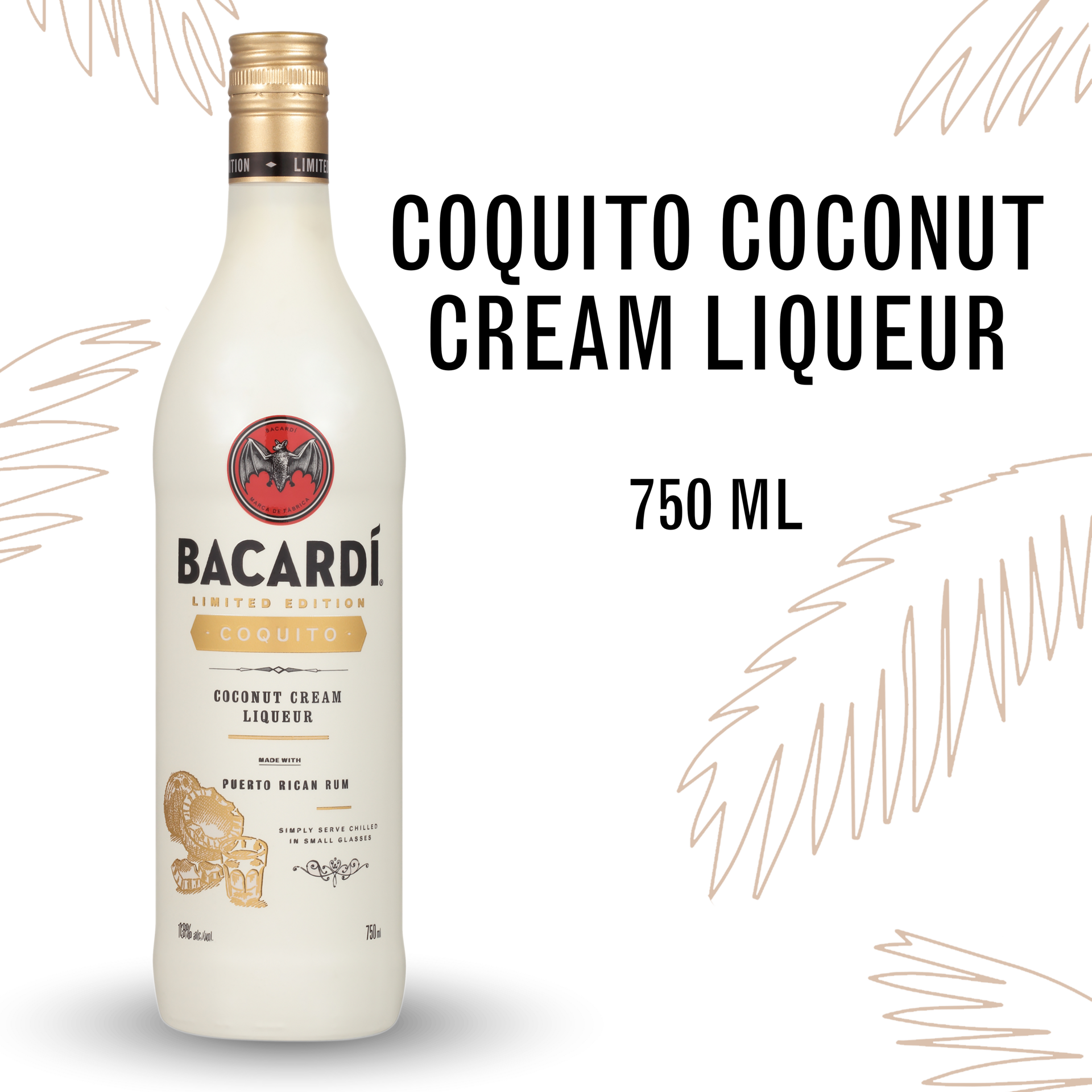 slide 2 of 5, Bacardí Bacardi Coquito Coconut Cream Liqueur, Gluten Free 13% 75Cl/750Ml, 750 ml