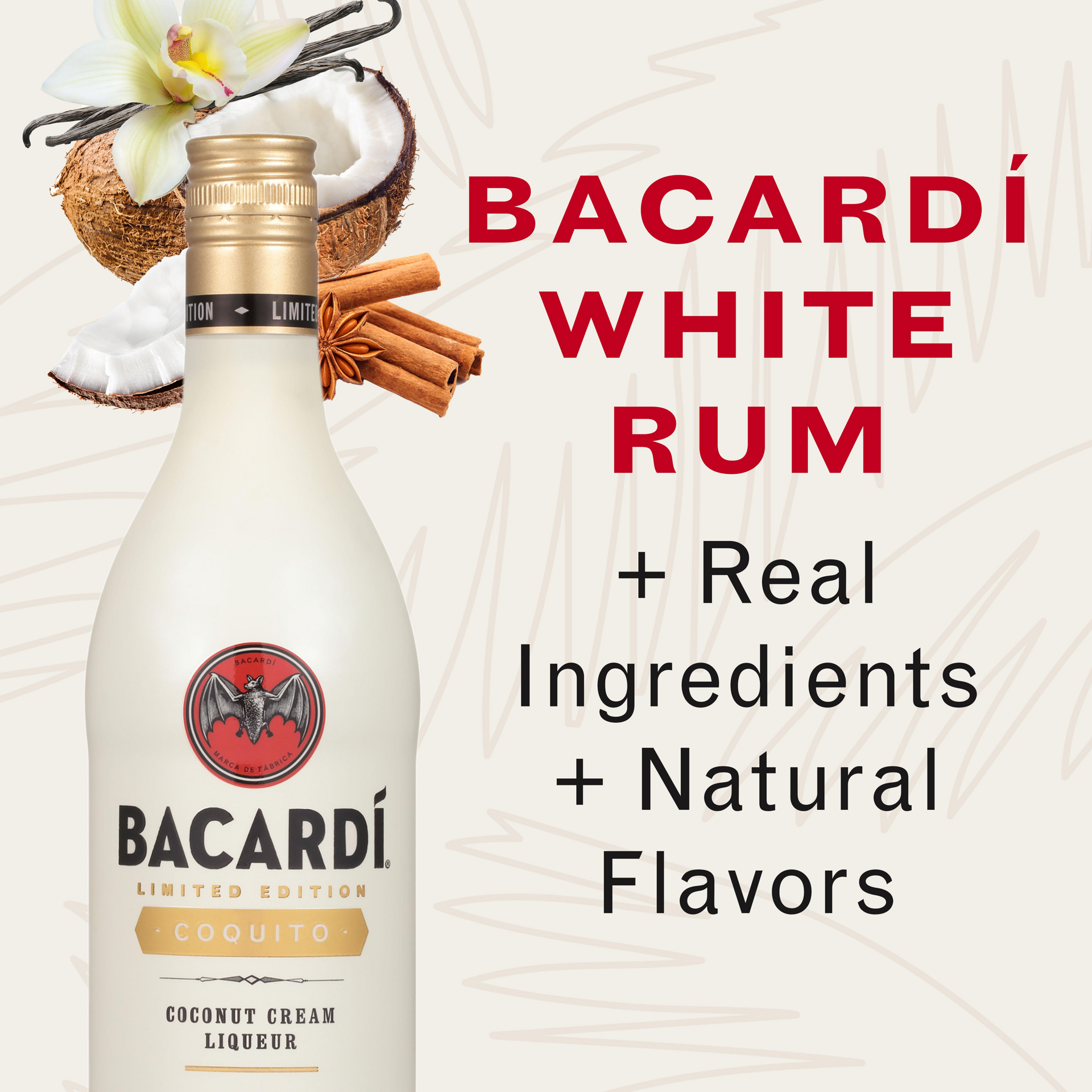 slide 3 of 5, Bacardí Bacardi Coquito Coconut Cream Liqueur, Gluten Free 13% 75Cl/750Ml, 750 ml