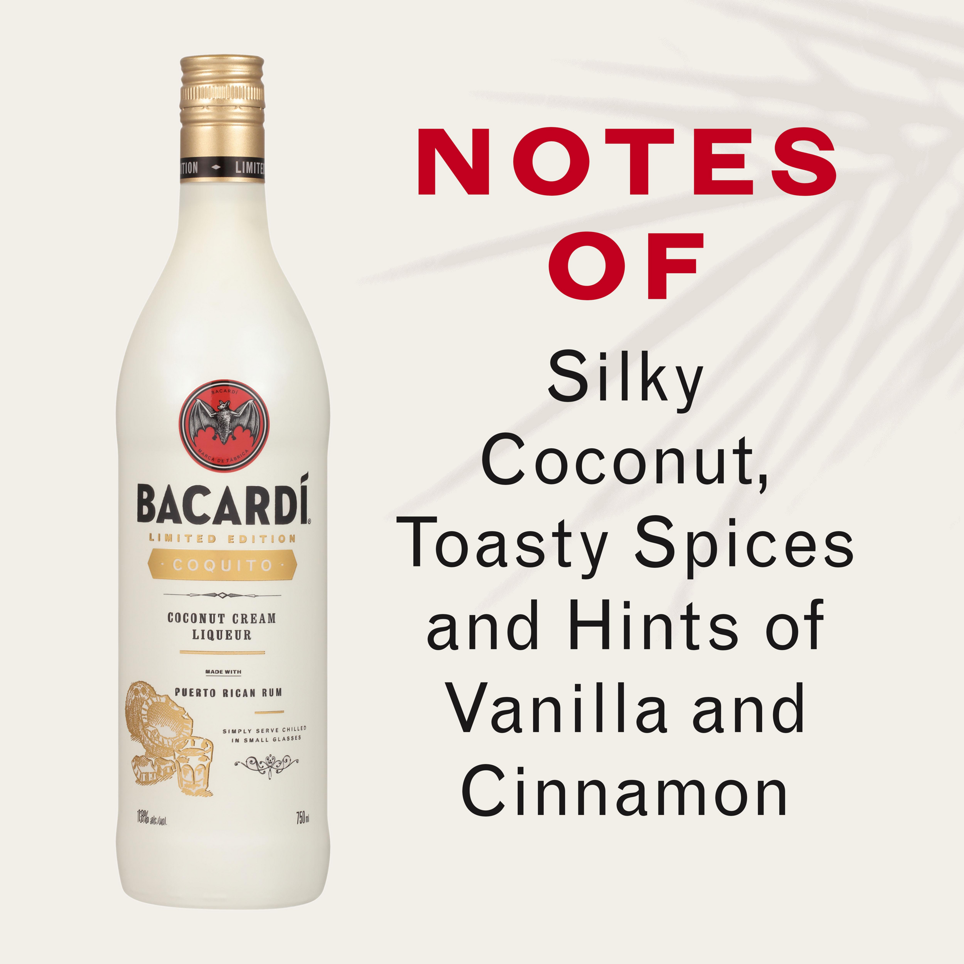 slide 4 of 5, Bacardí Bacardi Coquito Coconut Cream Liqueur, Gluten Free 13% 75Cl/750Ml, 750 ml