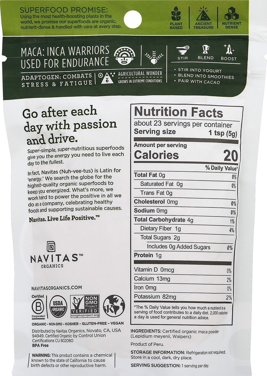 slide 5 of 7, Navitas Maca Powder 4 oz, 4 oz