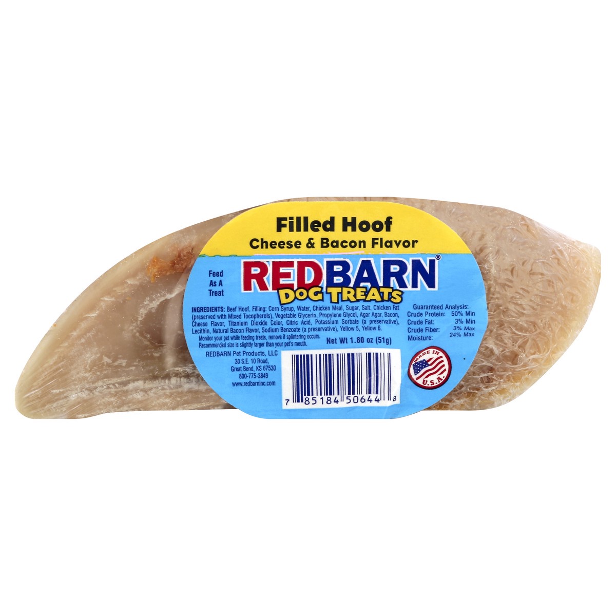 slide 2 of 5, Redbarn Dog Treat Hoof Chz&Bcn Filld, 1.8 oz