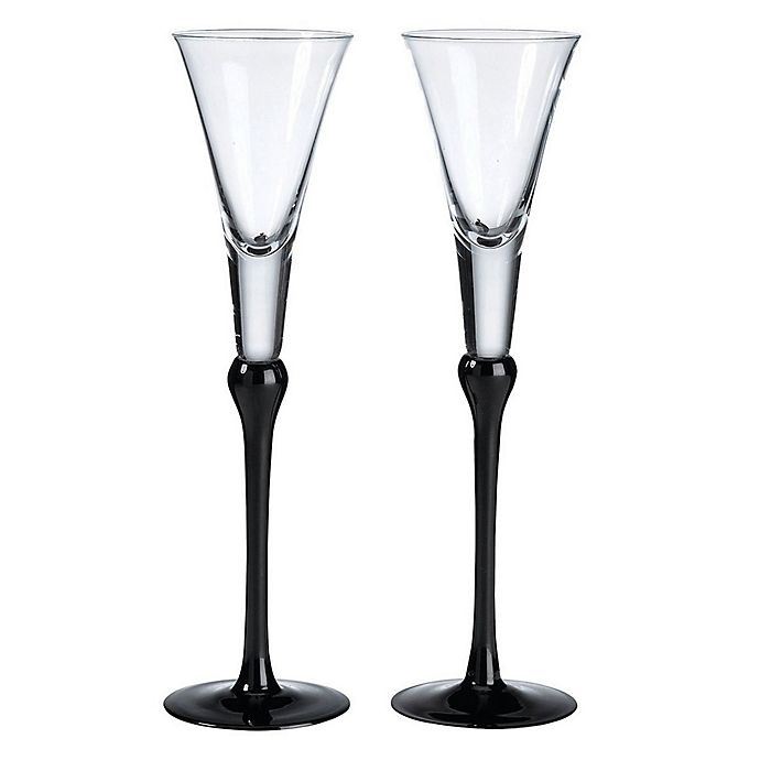 slide 2 of 2, Lillian Rose Tall Champagne Flutes - Black, 2 ct