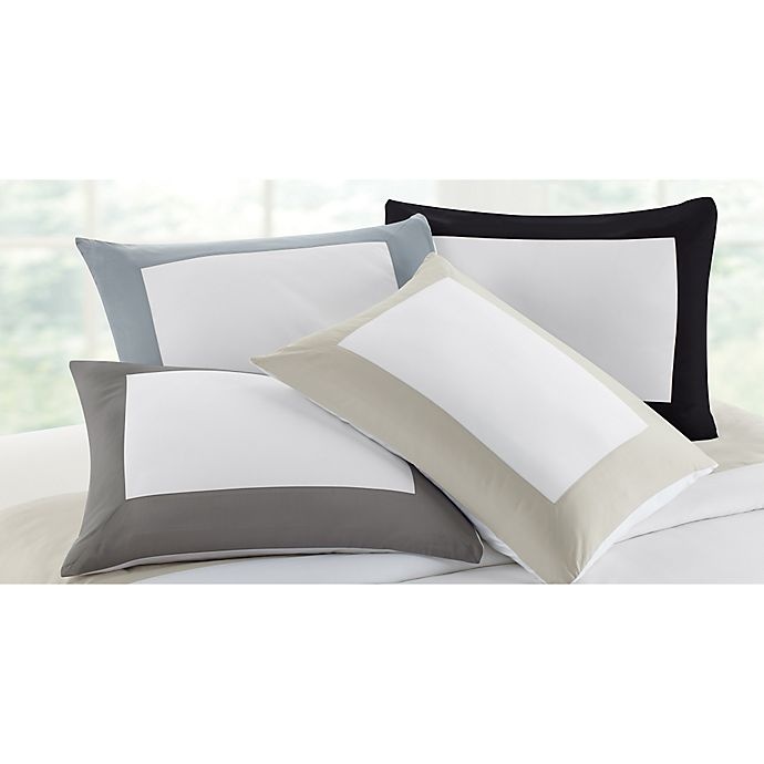 slide 2 of 3, Wamsutta Hotel Micro Cotton Standard Pillow Sham - White/Charcoal, 1 ct