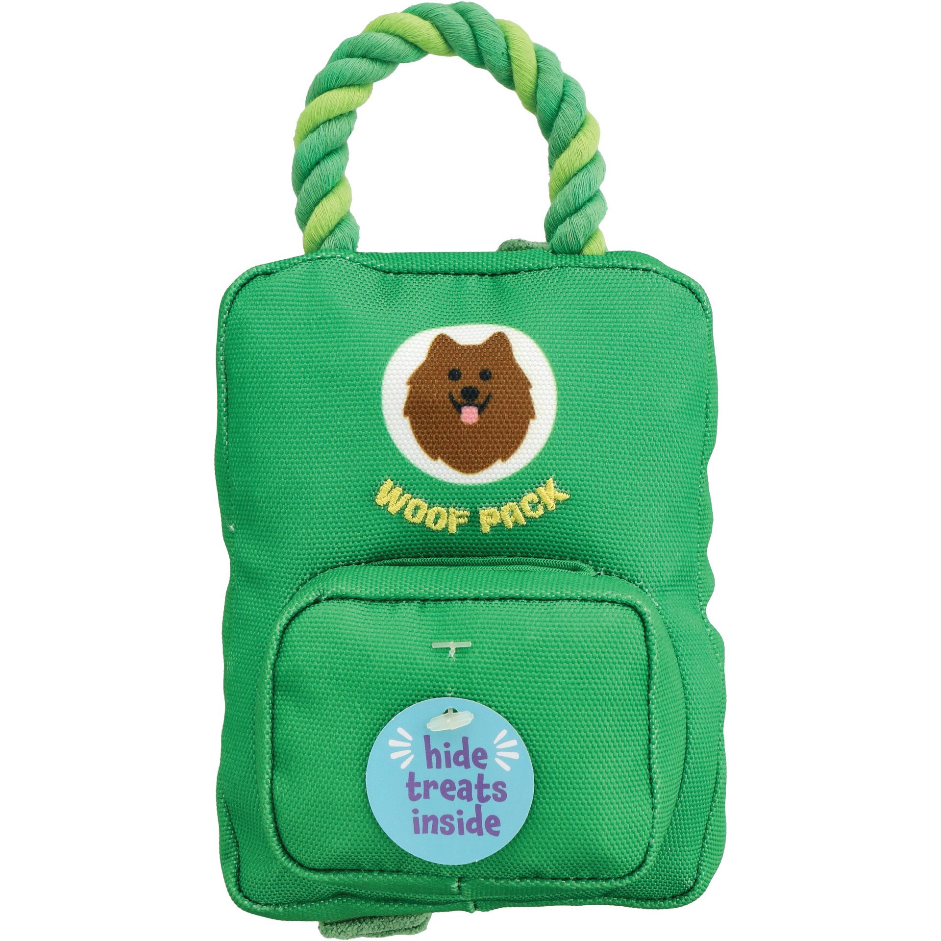 slide 1 of 1, Woof & Whiskers Green Backpack Rope Plush Dog Toy, 1 ct