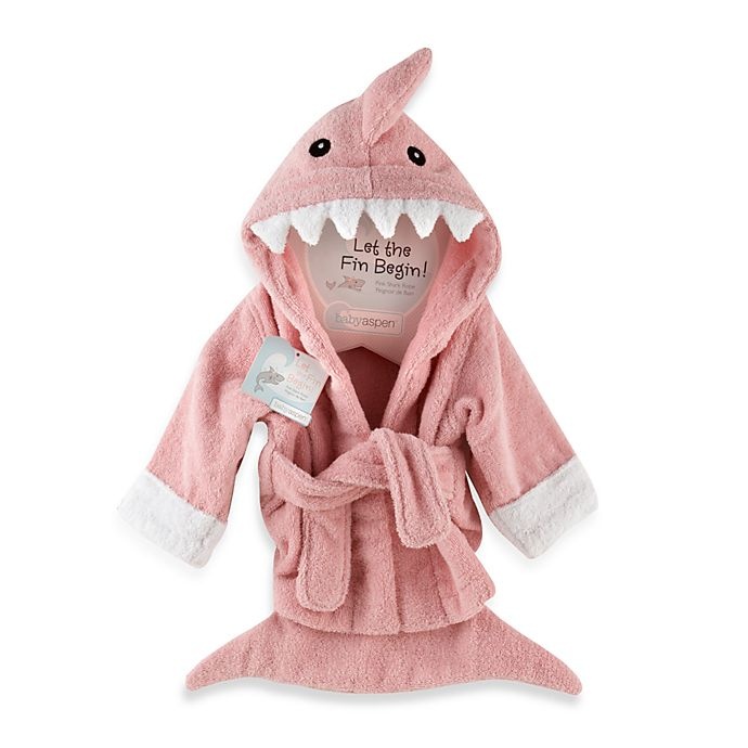 slide 1 of 1, Baby Aspen Baby Apsen Let the Fin Begin Shark Bathrobe - Pink, 1 ct