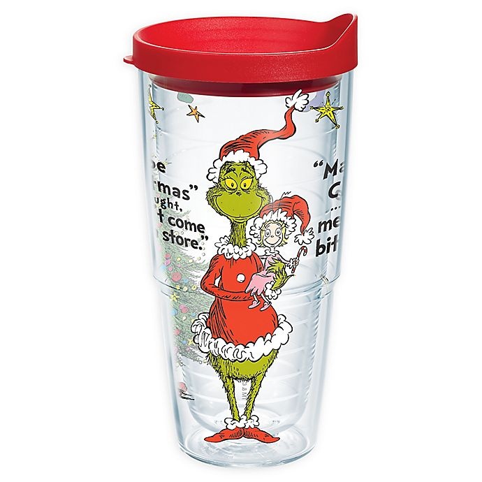 slide 1 of 1, Tervis Dr. Seuss Grinch Christmas Quote Wrap Tumbler with Lid, 24 oz
