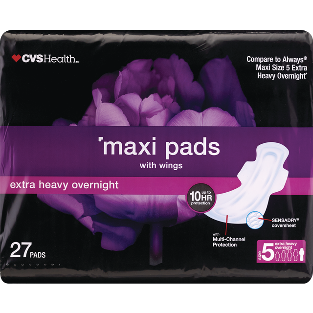 slide 1 of 1, CVS Health Jumbo Overnight Maxi, 1 ct