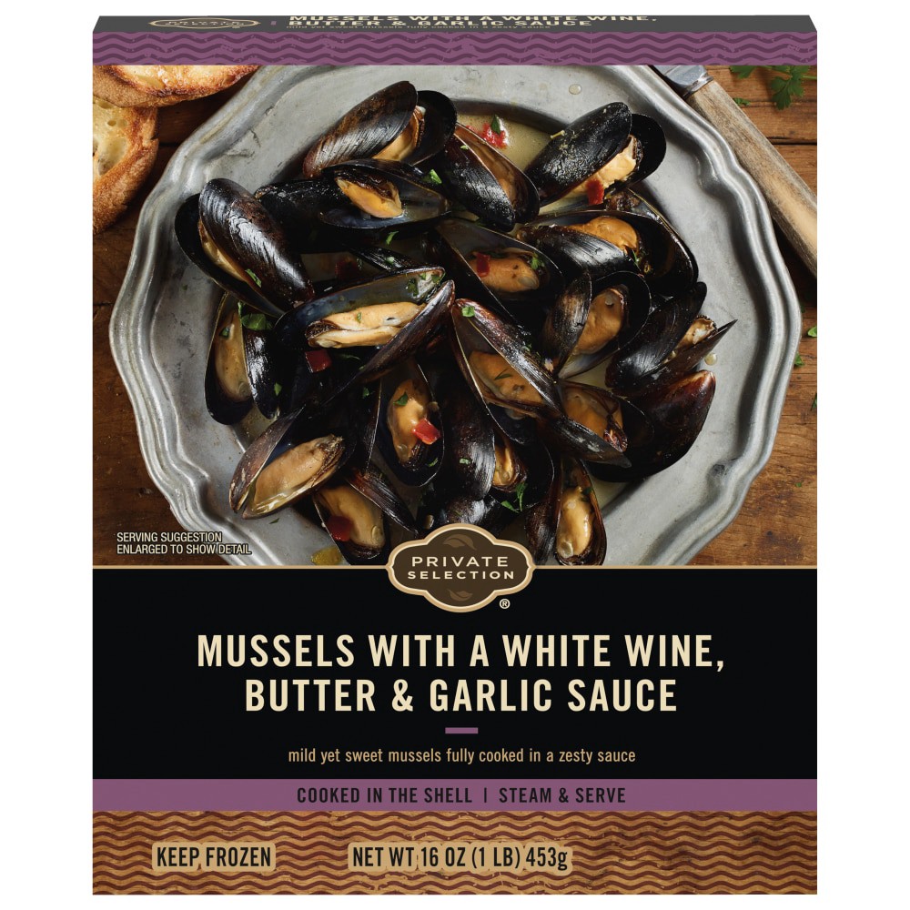 slide 1 of 2, Private Selection Mussels With White Wine, Butter & Garlic Sauce, 16 oz