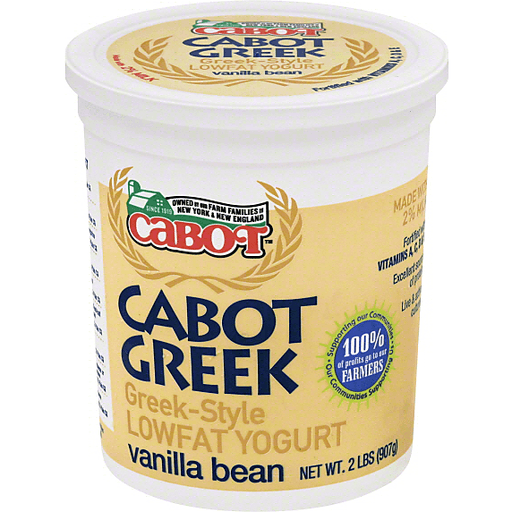 slide 2 of 2, Cabot Lowfat Vanilla Bean Greek Yogurt, 2 lb