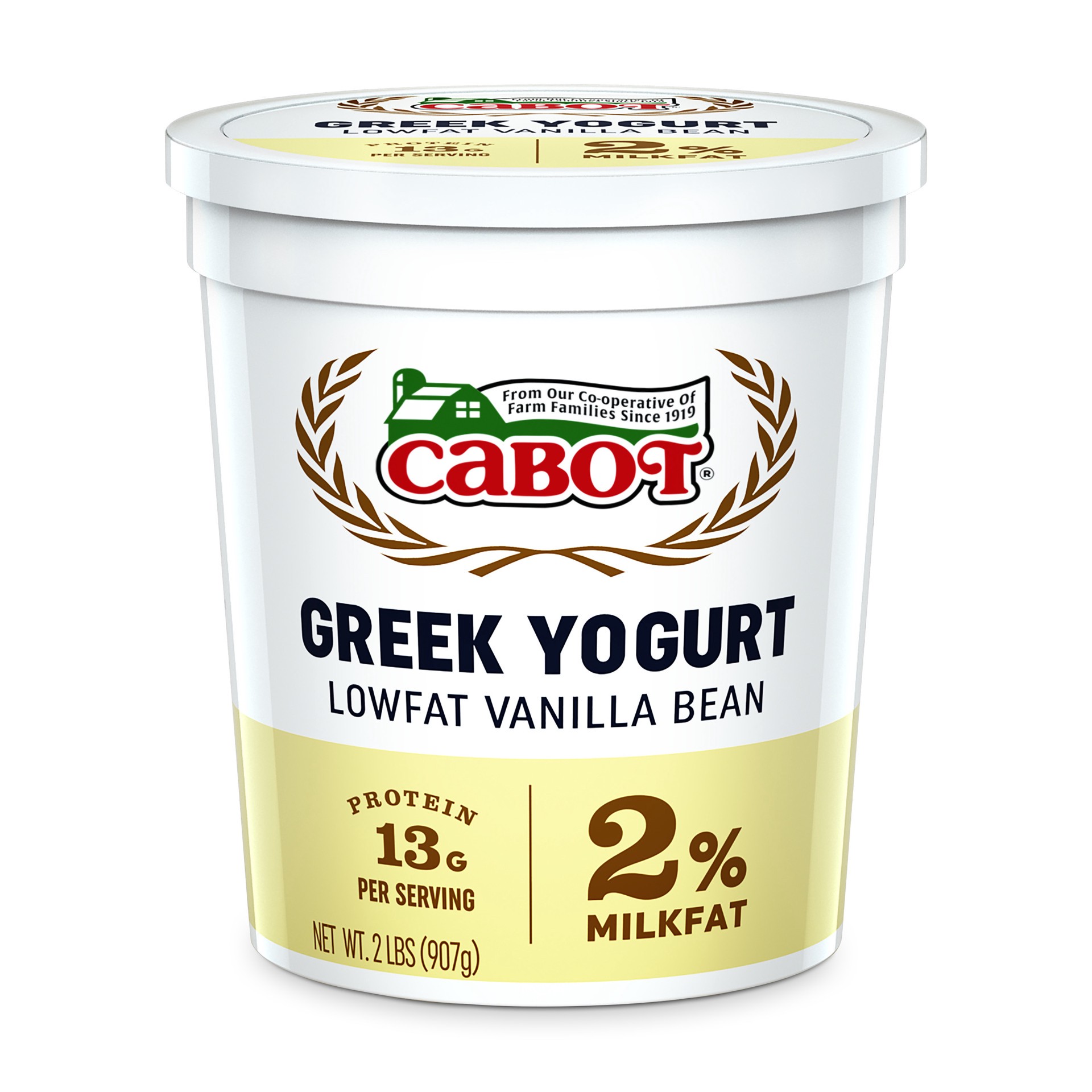 slide 1 of 2, Cabot Lowfat Vanilla Bean Greek Yogurt, 2 Lbs, 32 oz