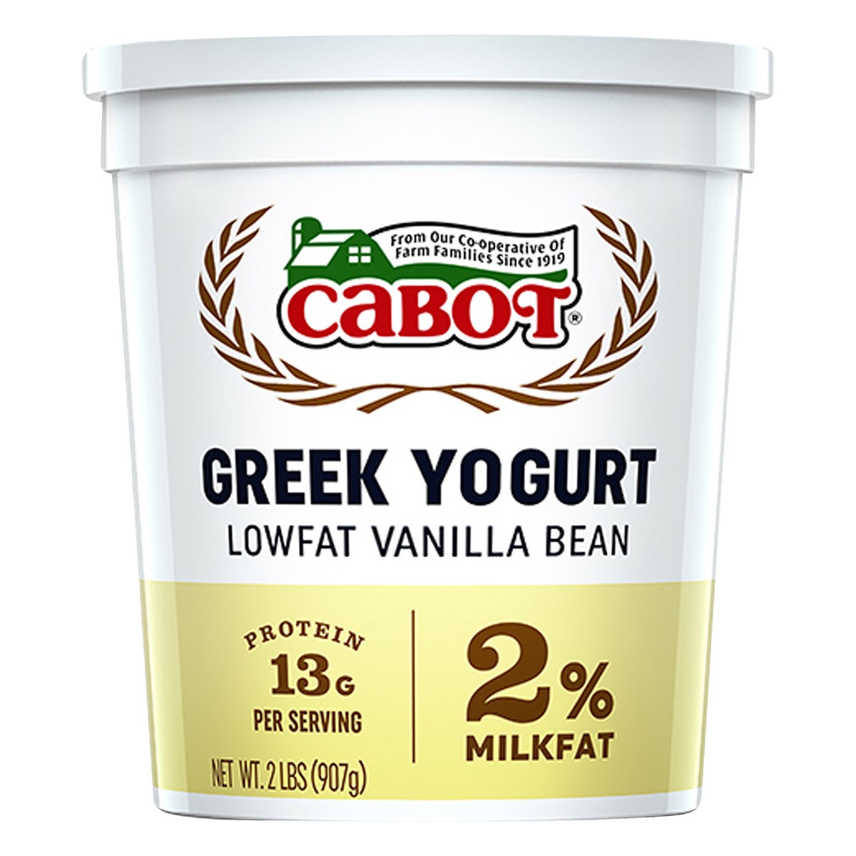 slide 1 of 2, Cabot Lowfat Vanilla Bean Greek Yogurt, 32 oz
