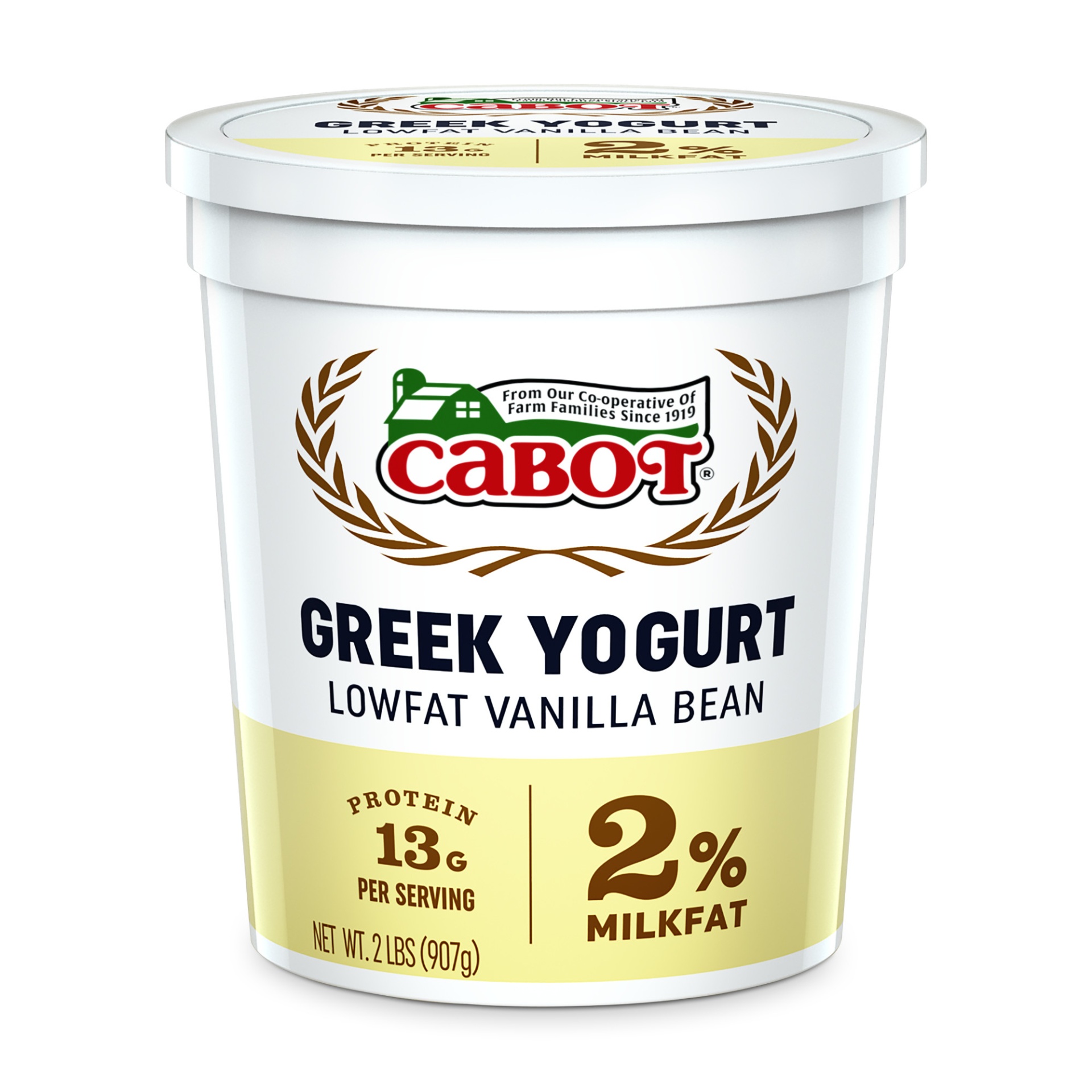 slide 1 of 2, Cabot Lowfat Vanilla Bean Greek Yogurt, 2 lb