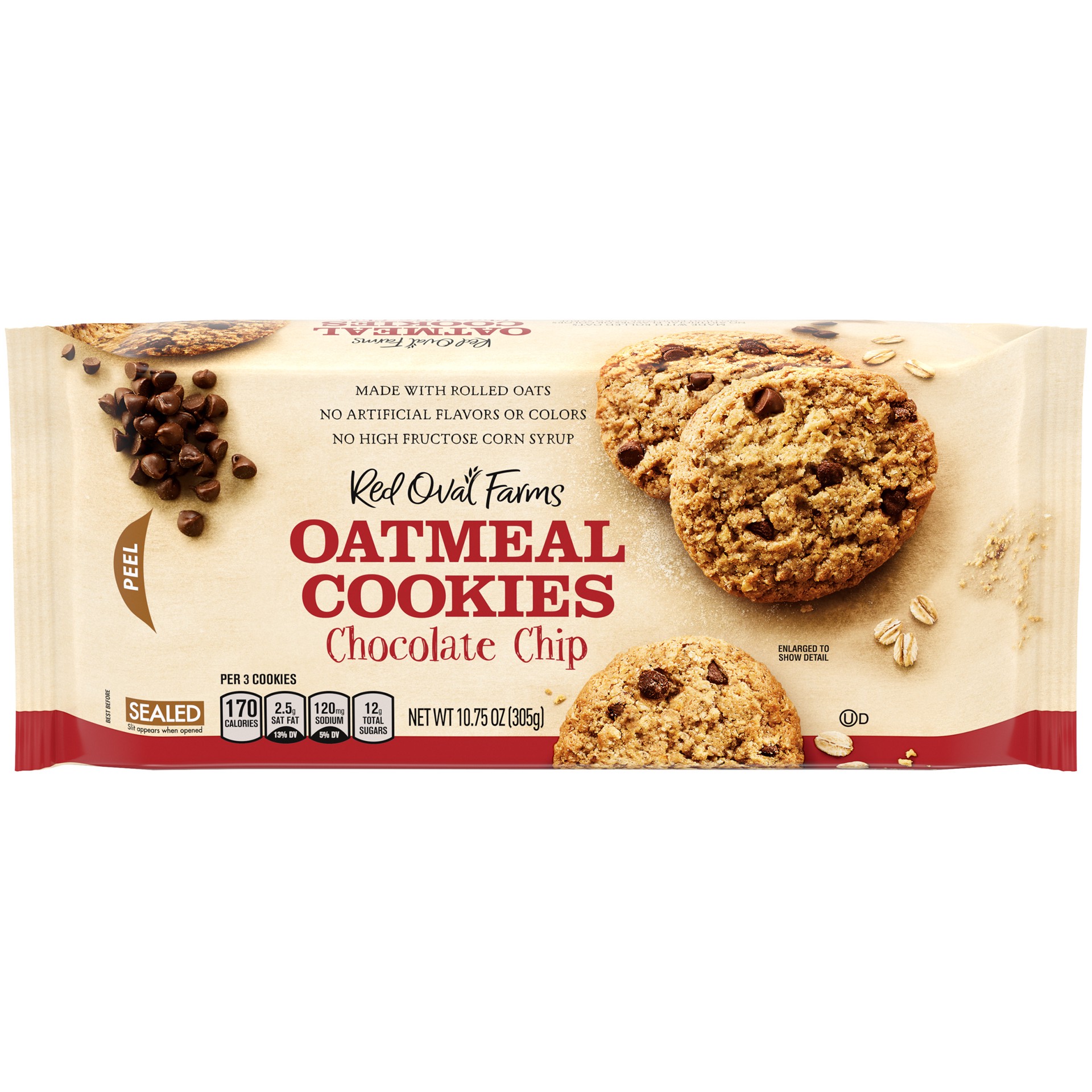 slide 1 of 7, Red Oval Farms Oatmeal Chocolate Chip Cookies, 10.75 oz