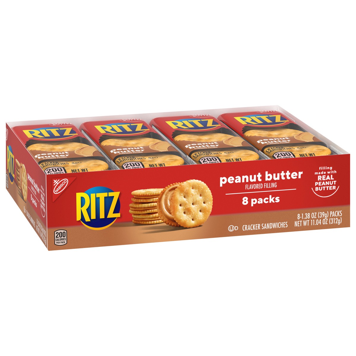 slide 5 of 9, RITZ Peanut Butter Sandwich Crackers, 8 Snack Packs (6 Crackers Per Pack), 11.04 oz