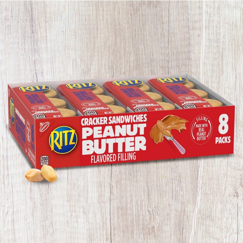 slide 2 of 2, RITZ Peanut Butter Sandwich Crackers Snack Packs, 8 ct; 1.38 oz