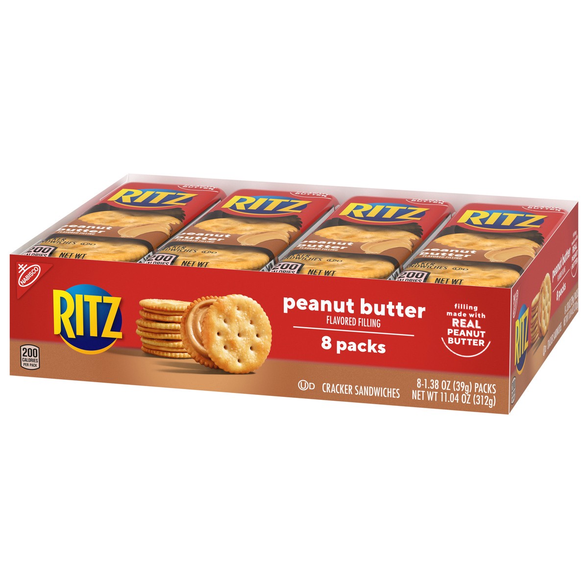 slide 9 of 9, RITZ Peanut Butter Sandwich Crackers, 8 Snack Packs (6 Crackers Per Pack), 11.04 oz