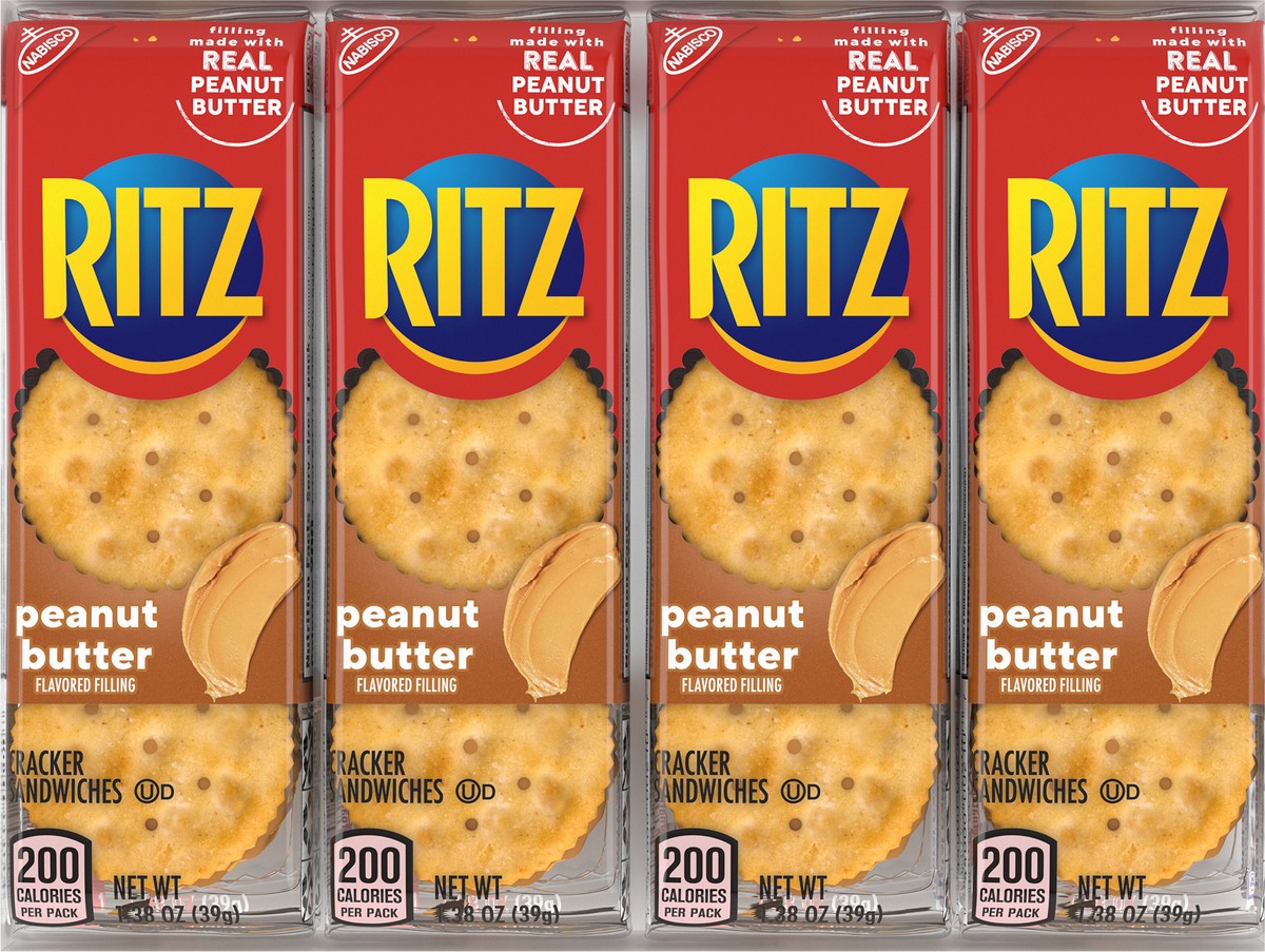 slide 4 of 9, RITZ Peanut Butter Sandwich Crackers, 8 Snack Packs (6 Crackers Per Pack), 11.04 oz