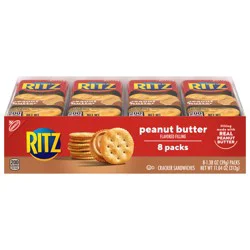 RITZ Peanut Butter Sandwich Crackers, Lunch Snacks, 8 Snack Packs (6 Crackers Per Pack)