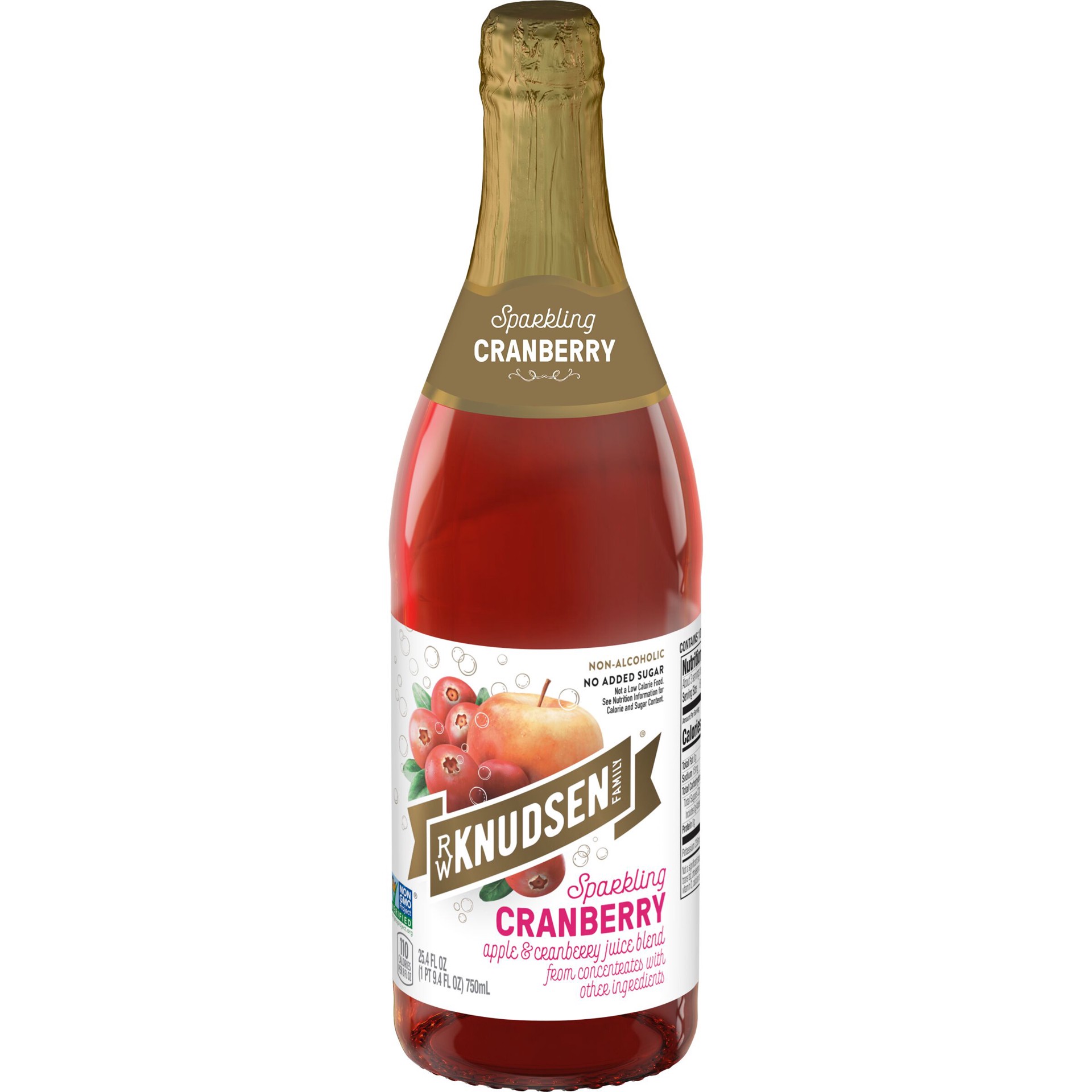 slide 1 of 1, R.W. Knudsen Family Sparkling Cranberry Juice Blend, 25.4 Ounces, Non-Alcoholic Juice Blend, 25.4 fl oz